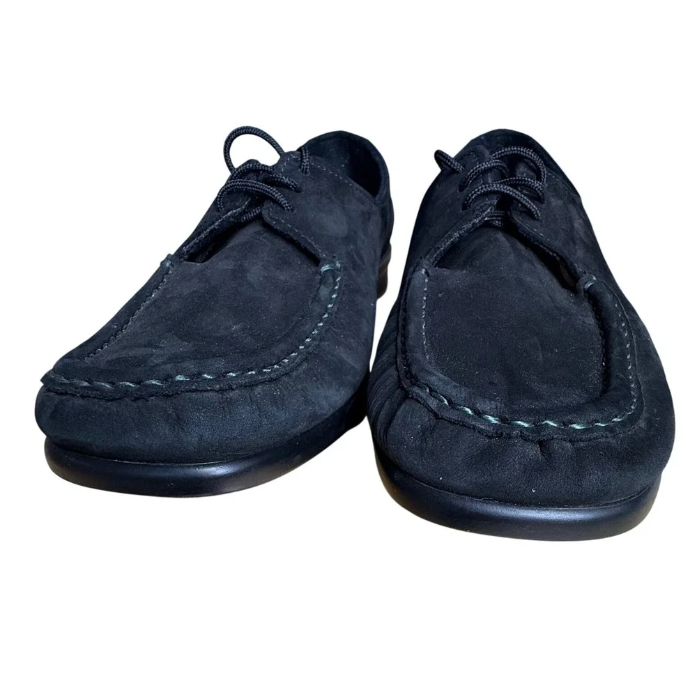 SAS Womens Black Suede‎ Lace Up Oxford Moc Comfort Shoes Size 9 M Aetrex Insert